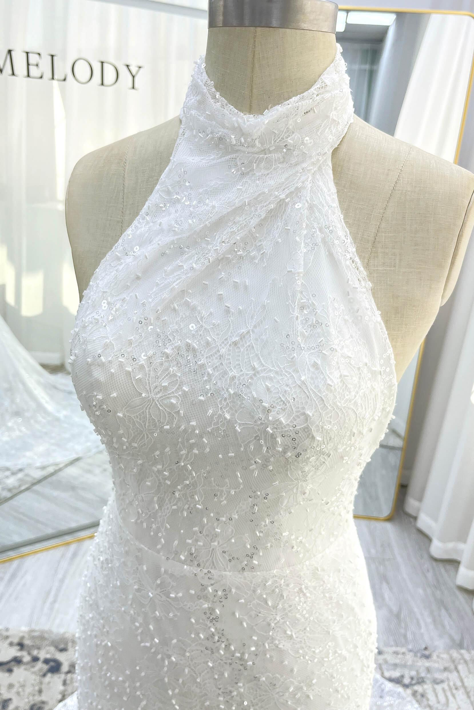 Trumpet-Mermaid Court Train Satin Wedding Dress CW3331 - COCOMELODY
