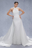 Trumpet-Mermaid Court Train Satin Wedding Dress CW3331 - COCOMELODY
