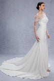 Trumpet-Mermaid Court Train Stretch Satin Wedding Dress CW3332 - COCOMELODY