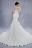Trumpet-Mermaid Court Train Stretch Satin Wedding Dress CW3332 - COCOMELODY