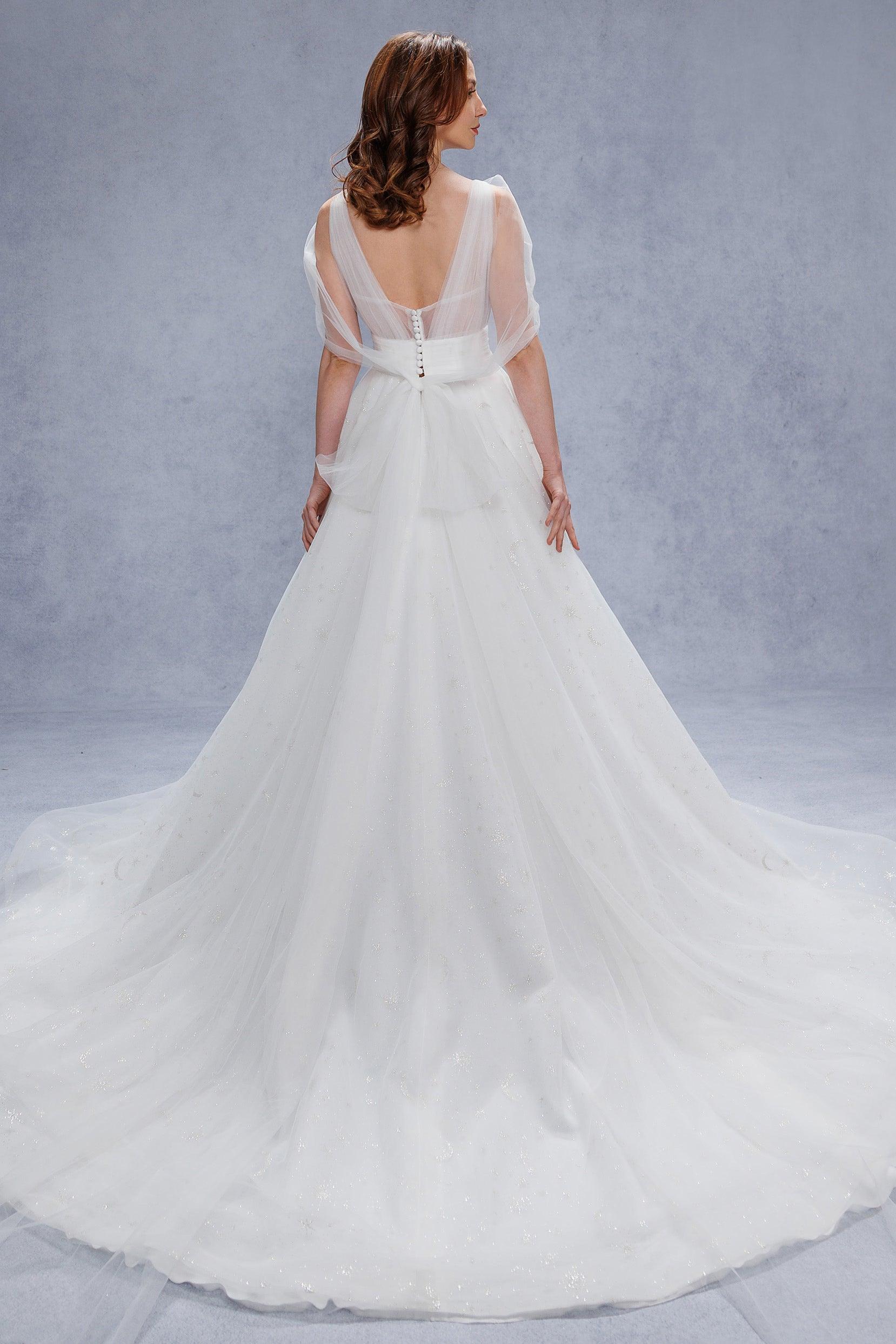 A-Line Court Train Glitter Wedding Dress CW3333 - COCOMELODY