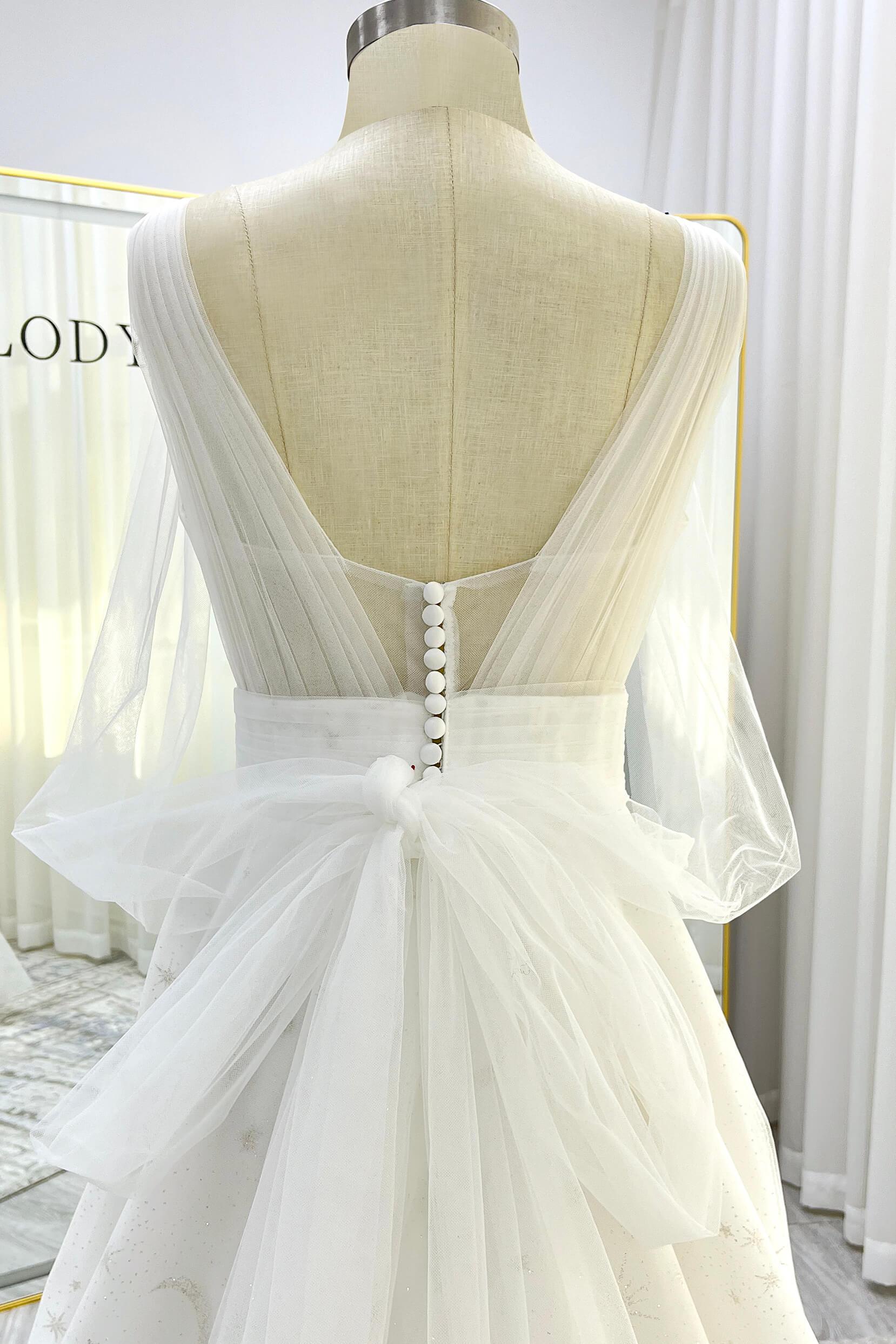 A-Line Court Train Glitter Wedding Dress CW3333 - COCOMELODY