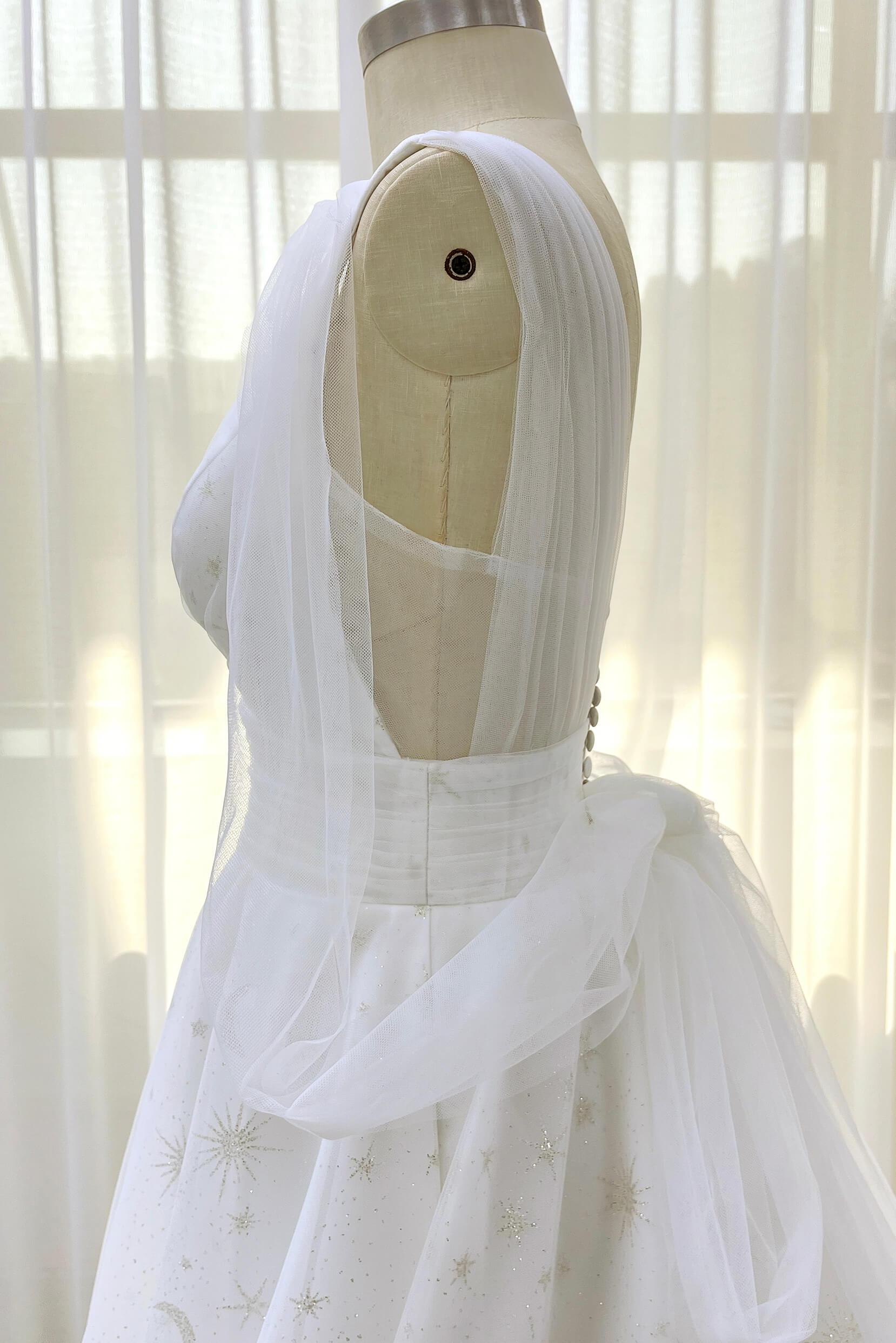 A-Line Court Train Glitter Wedding Dress CW3333 - COCOMELODY