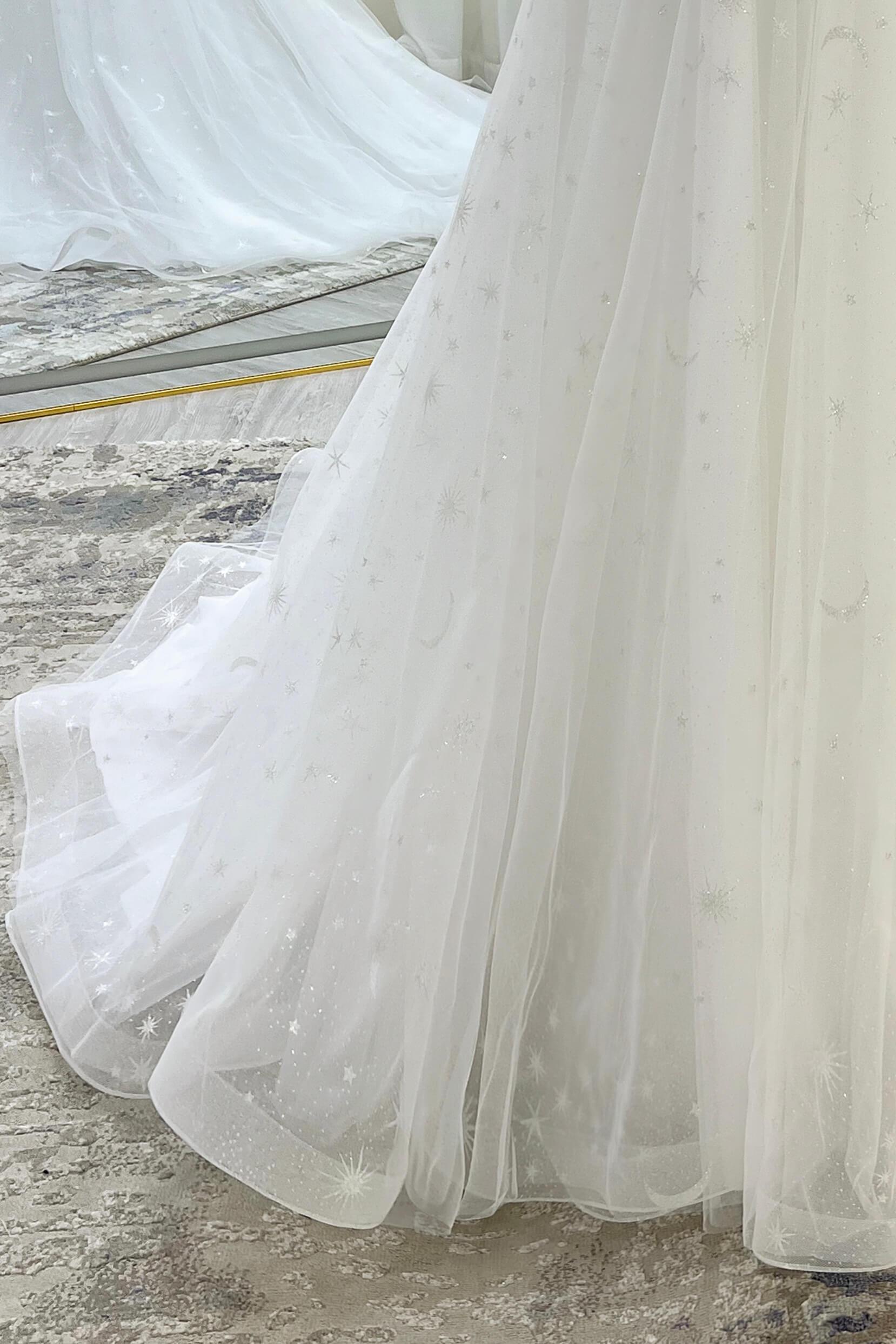 A-Line Court Train Glitter Wedding Dress CW3333 - COCOMELODY