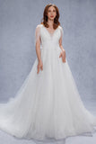 A-Line Court Train Glitter Wedding Dress CW3333 - COCOMELODY