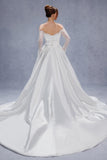 A-Line Court Train Mikado Lace Wedding Dress CW3335 - COCOMELODY