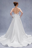 A-Line Court Train Satin Tulle Wedding Dress CW3336 - COCOMELODY