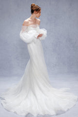 A-Line Court Train Lace Tulle Wedding Dress CW3337 - COCOMELODY