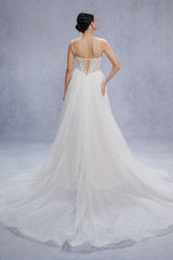 A-Line Court Train Sparkle Tulle Wedding Dress CW3338 - COCOMELODY