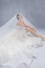 A-Line Court Train Sparkle Tulle Wedding Dress CW3338 - COCOMELODY