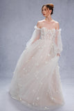 A-Line Court Train Tulle Wedding Dress CW3341 - COCOMELODY