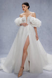 A-Line Court Train Glitter Wedding Dress CW3342 - COCOMELODY