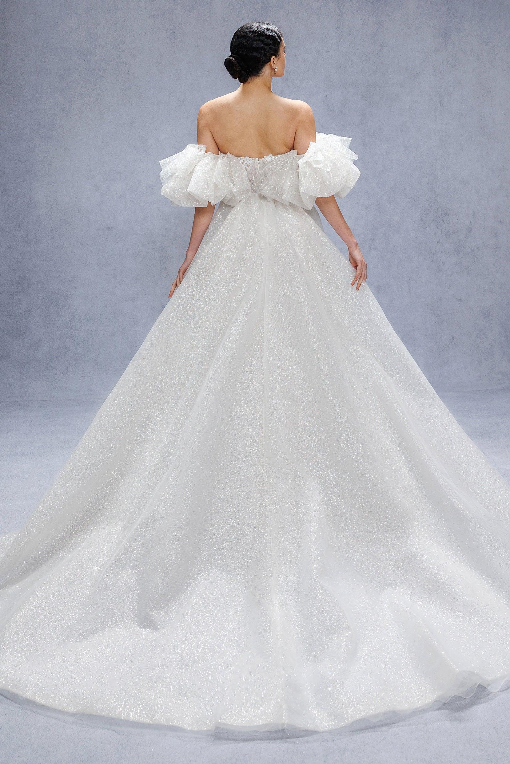 A-Line Court Train Glitter Wedding Dress CW3342 - COCOMELODY