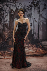 Trumpet-Mermaid Chapel Train Lace Tulle Wedding Dress CW3344 - COCOMELODY