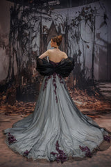 A-Line Court Train Lace Tulle Wedding Dress CW3345 - COCOMELODY