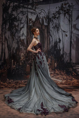 A-Line Court Train Lace Tulle Wedding Dress CW3345 - COCOMELODY