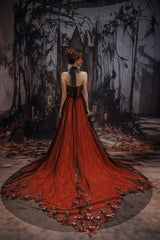A-Line Chapel Train Sequined Lace Tulle Wedding Dress CW3348 - COCOMELODY