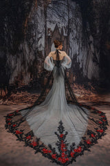 A-Line Cathedral Train Glitter Sparkle Tulle Wedding Dress CW3349 - COCOMELODY