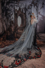 A-Line Cathedral Train Glitter Sparkle Tulle Wedding Dress CW3349 - COCOMELODY