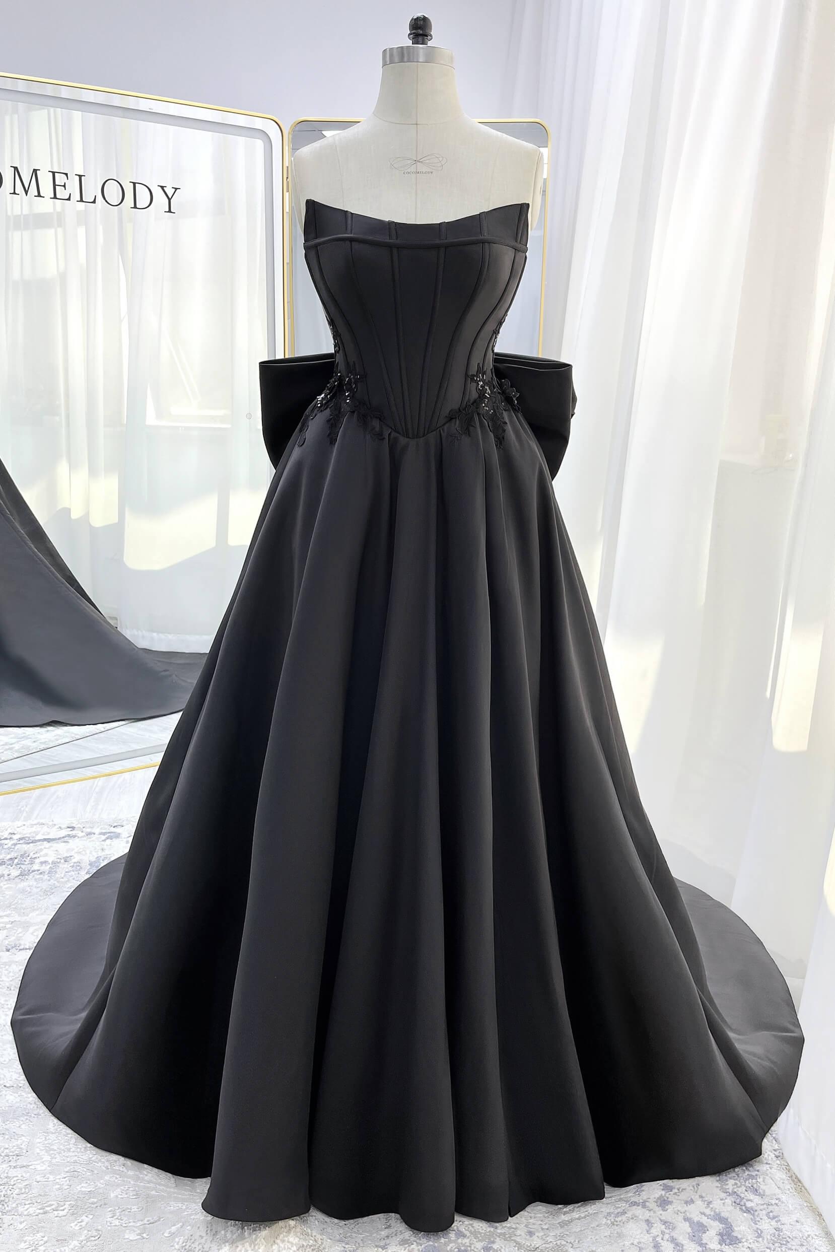 A-Line Court Train Mikado Tulle Wedding Dress CW3350 - COCOMELODY