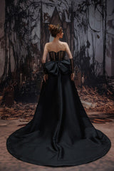 A-Line Court Train Mikado Tulle Wedding Dress CW3350 - COCOMELODY