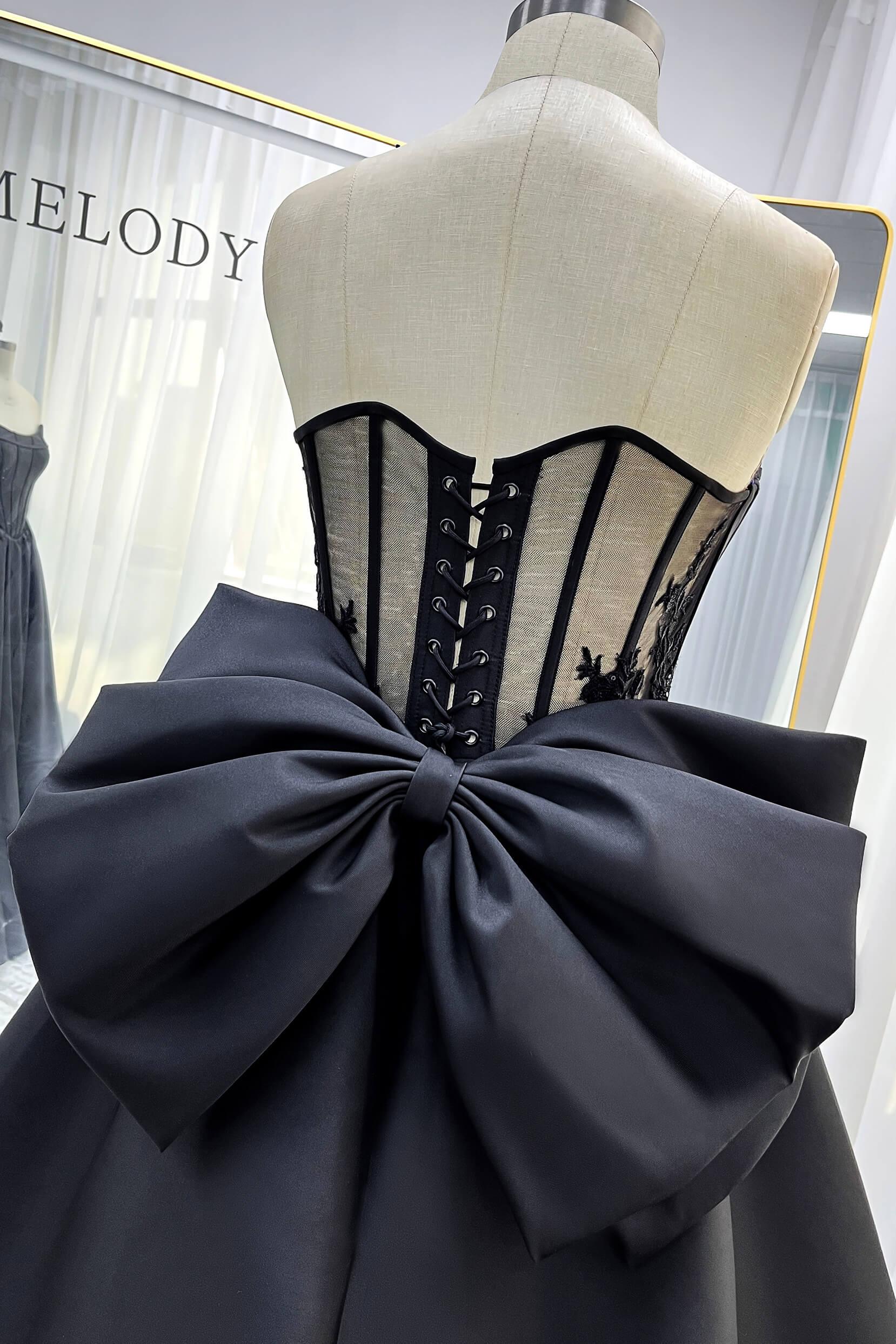 A-Line Court Train Mikado Tulle Wedding Dress CW3350 - COCOMELODY