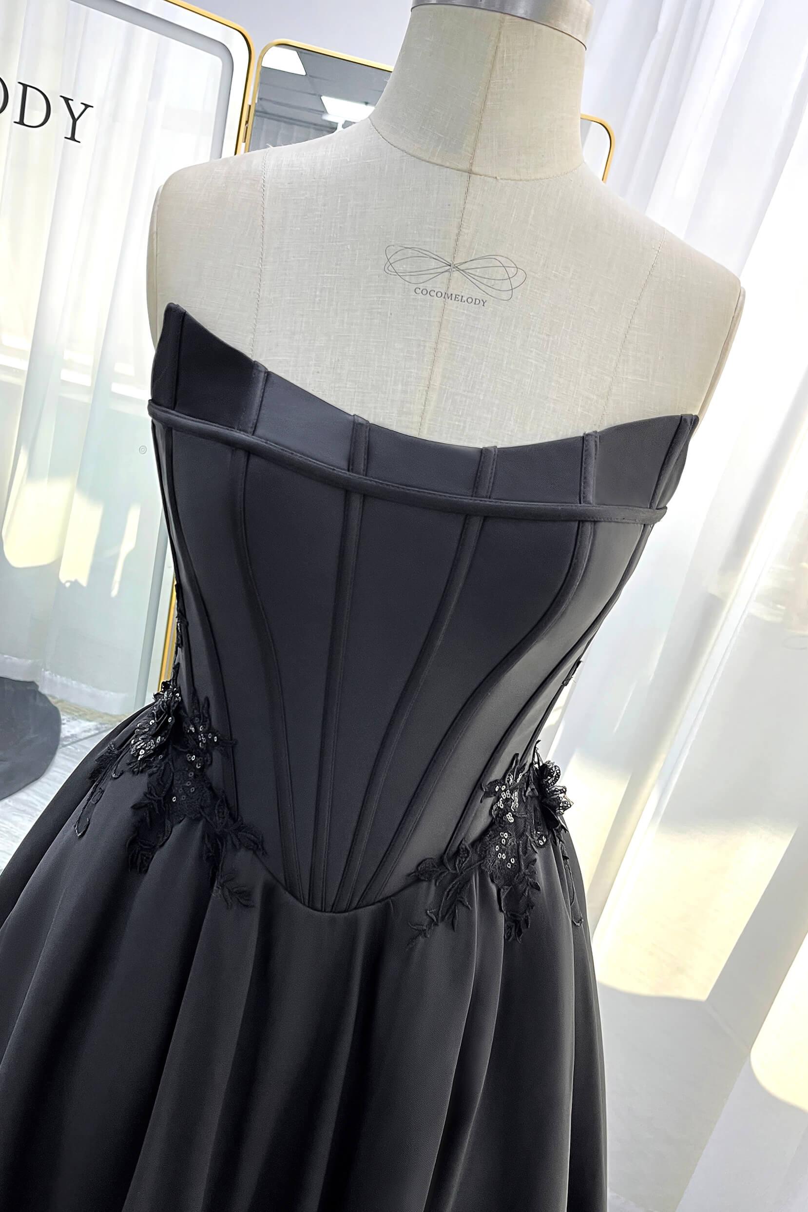 A-Line Court Train Mikado Tulle Wedding Dress CW3350 - COCOMELODY