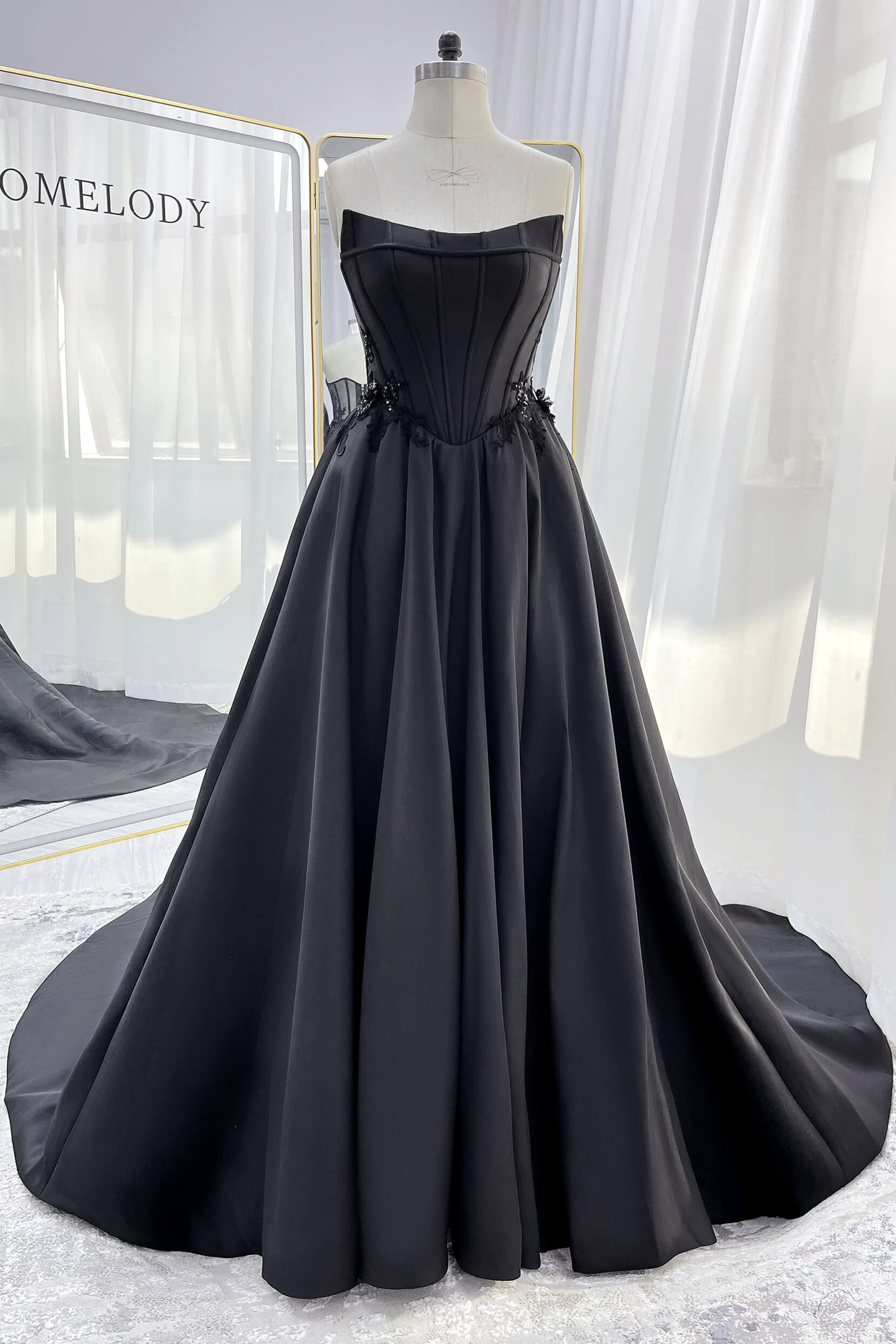 A-Line Court Train Mikado Tulle Wedding Dress CW3350 - COCOMELODY