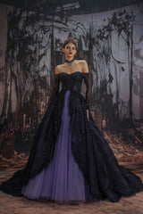 A-Line Chapel Train Sequined Lace Tulle Wedding Dress CW3351 - COCOMELODY