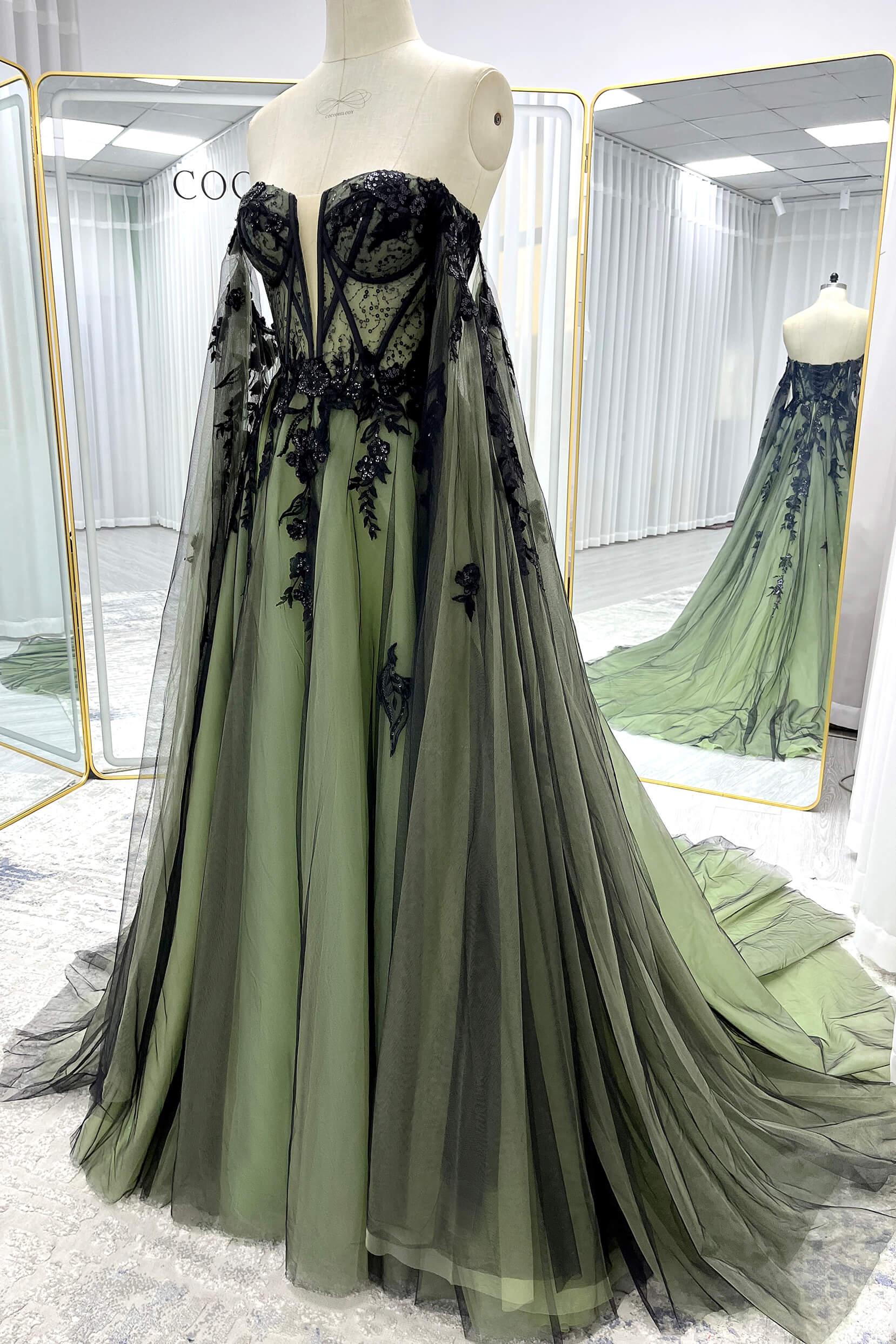 A-Line Court Train Sequined Lace Tulle Wedding Dress CW3352 - COCOMELODY
