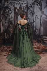 A-Line Court Train Sequined Lace Tulle Wedding Dress CW3352 - COCOMELODY
