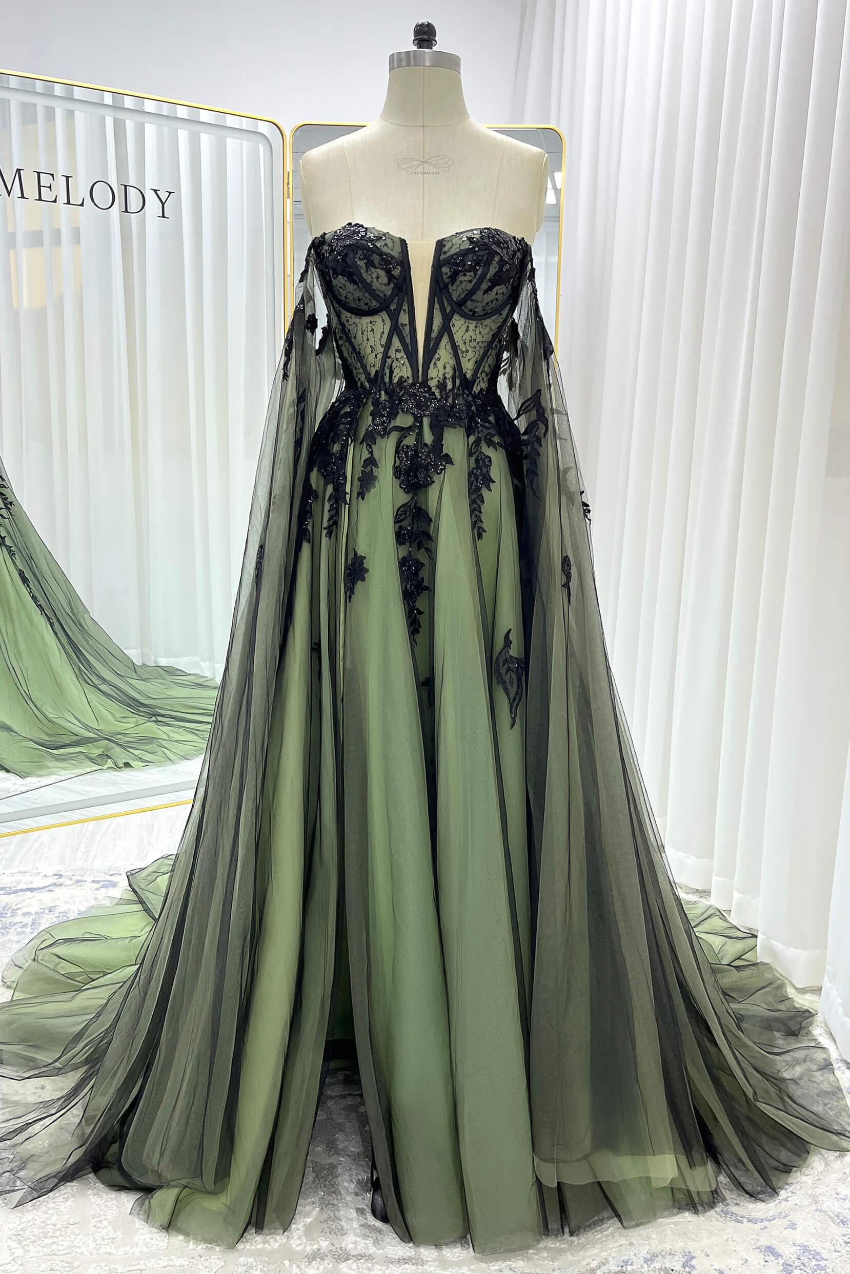 A-Line Court Train Sequined Lace Tulle Wedding Dress CW3352 - COCOMELODY