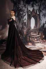 A-Line Chapel Train Lace Tulle Wedding Dress CW3353 - COCOMELODY