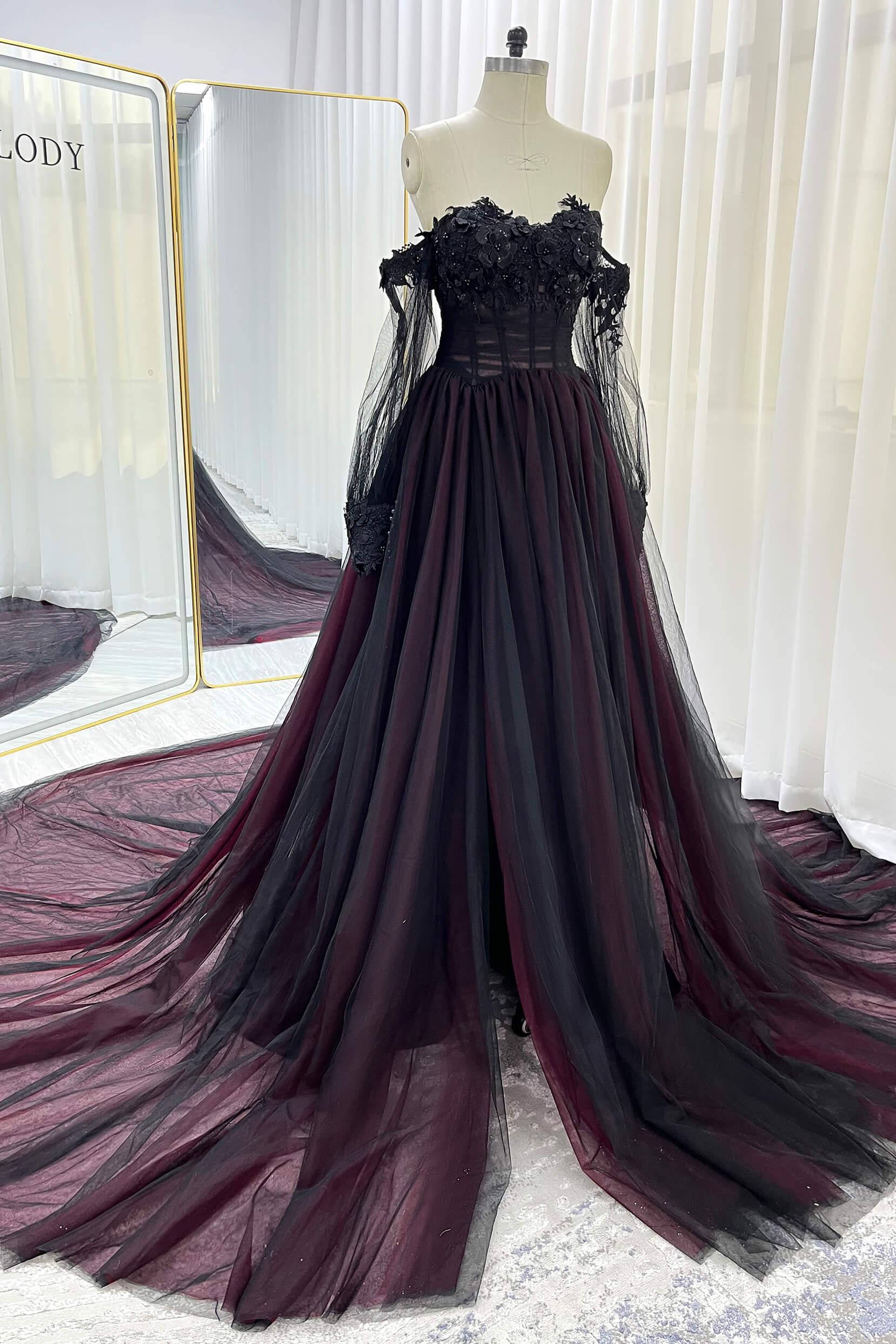 A-Line Chapel Train Lace Tulle Wedding Dress CW3353 - COCOMELODY