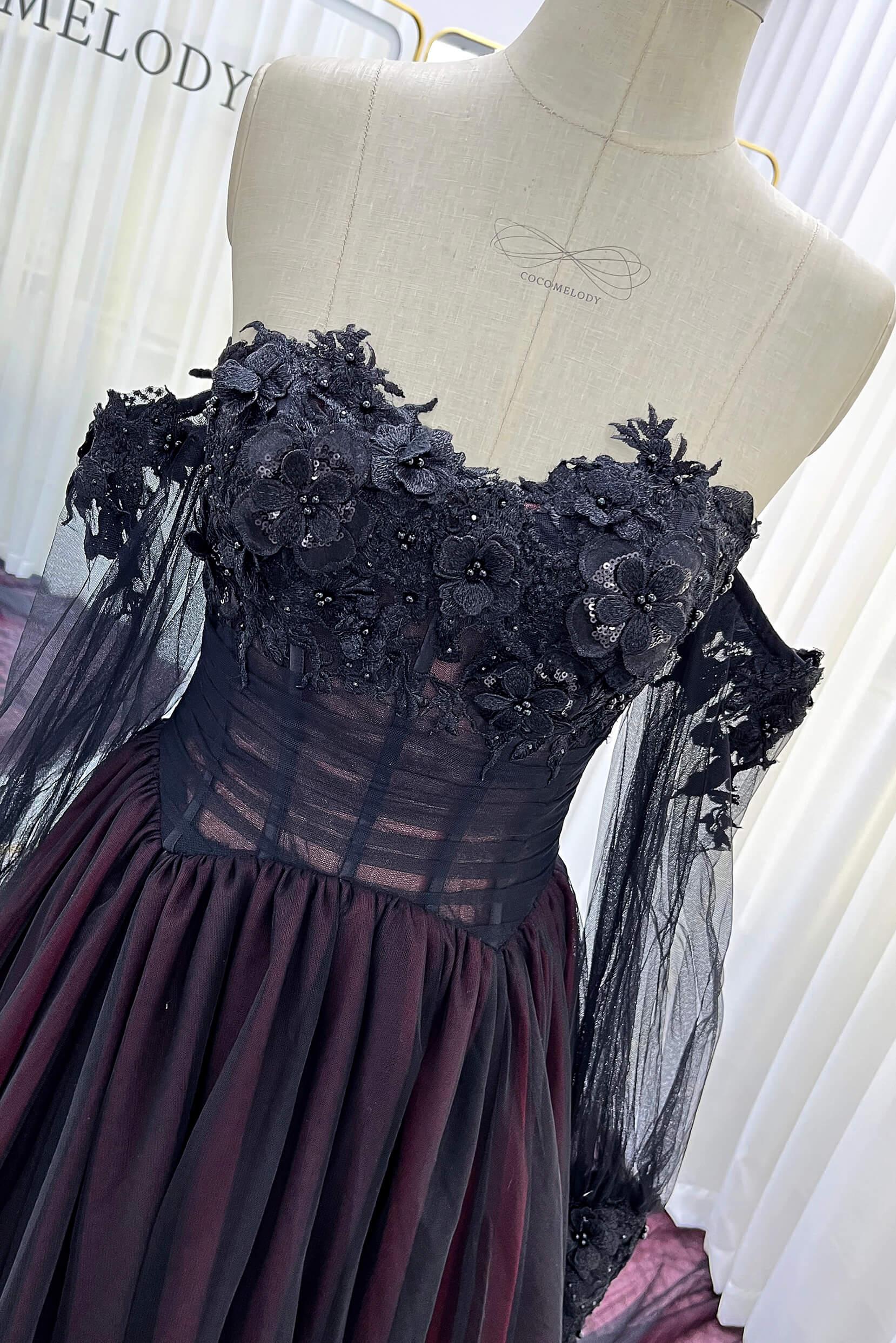 A-Line Chapel Train Lace Tulle Wedding Dress CW3353 - COCOMELODY