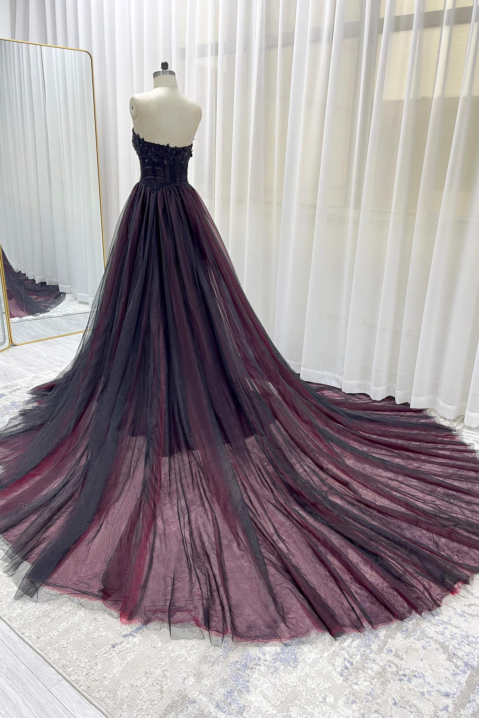 A-Line Chapel Train Lace Tulle Wedding Dress CW3353 - COCOMELODY