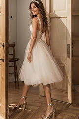 Sweetheart Beaded Tulle Short-Mini Little White Dress CW3381 - COCOMELODY