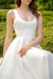 Scoop Ankle-Length Little White Dress with Pockets CW3386 - COCOMELODY