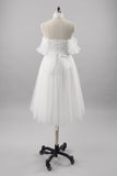 Off-The-Shoulder Sleeveless Tulle Little White Dress CW3387