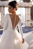 Long Sleeve Beaded Ankle-Length Little White Dress CW3389 - COCOMELODY
