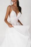 A-Line V-Neck Sleeveless Satin Tea-Length Dress CW3390 - COCOMELODY