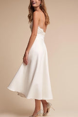 Lace Tea-Length Short Reception Wedding Dress CW3392 - COCOMELODY