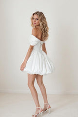 A-Line Short-Mini Mikado Wedding Dress CW3404 - COCOMELODY