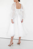 A-Line Tea Length Organza Wedding Dress CW3408
