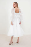 A-Line Tea Length Organza Wedding Dress CW3408 - COCOMELODY