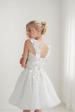 A-Line Short-Mini Flower Lace Organza Wedding Dress CW3409 - COCOMELODY