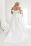A-Line Court Train Mikado Wedding Dress CW3443 - COCOMELODY
