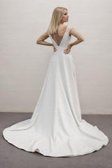 A-Line Court Train Elastic Cloth Wedding Dress CW3444 - COCOMELODY