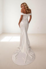 Mermaid Court Train Elastic Silk like Satin Wedding Dress CW3448 - COCOMELODY