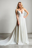 A-Line Court Train Elastic Cloth Wedding Dress CW3449 - COCOMELODY